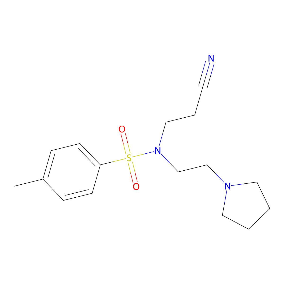 N-(2-cyanoethyl)-4-methyl-N-(2-pyrrolidin-1-ylethyl)benzenesulfonamide molecular structure, CAS 301354-98-3