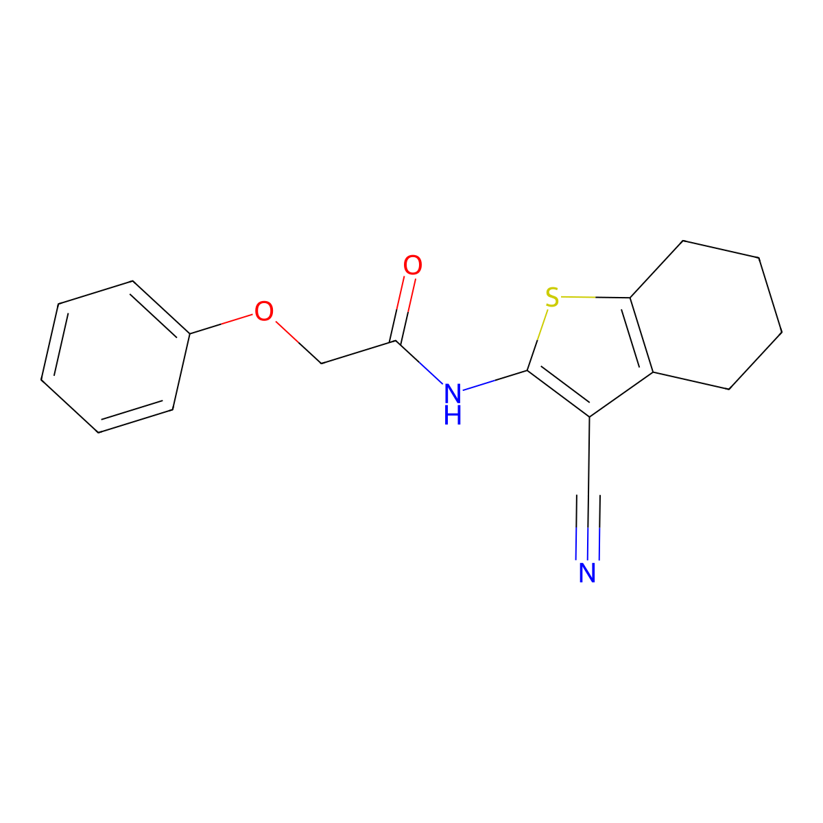 N-(3-cyano-4,5,6,7-tetrahydro-1-benzothiophen-2-yl)-2-phenoxyacetamide molecular structure, CAS 301355-04-4