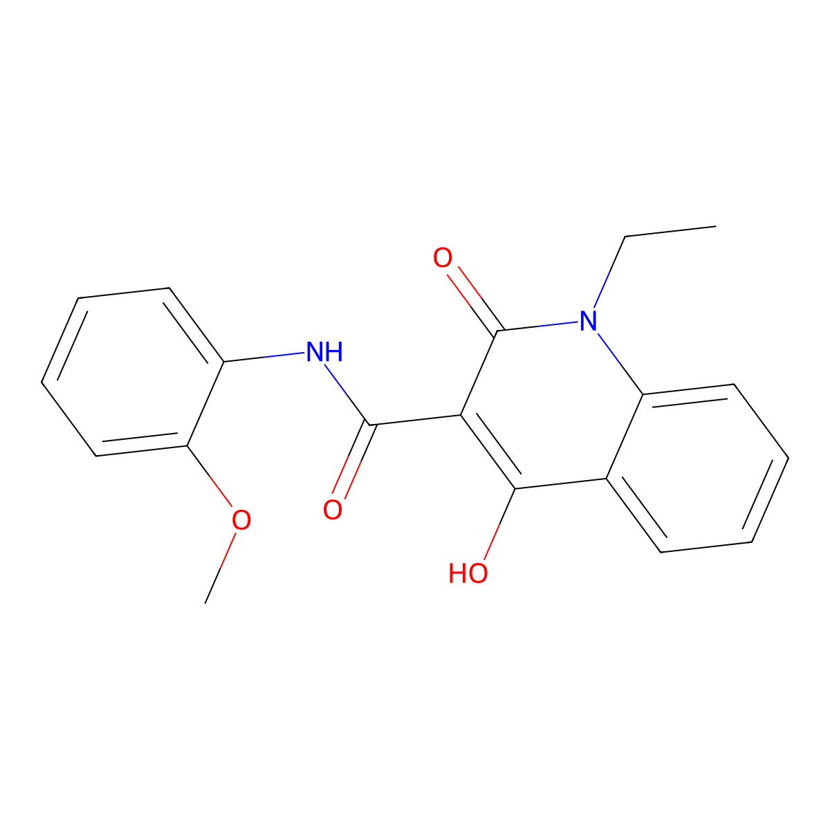 1-ethyl-4-hydroxy-N-(2-methoxyphenyl)-2-oxo-1,2-dihydroquinoline-3-carboxamide molecular structure, CAS 301355-22-6