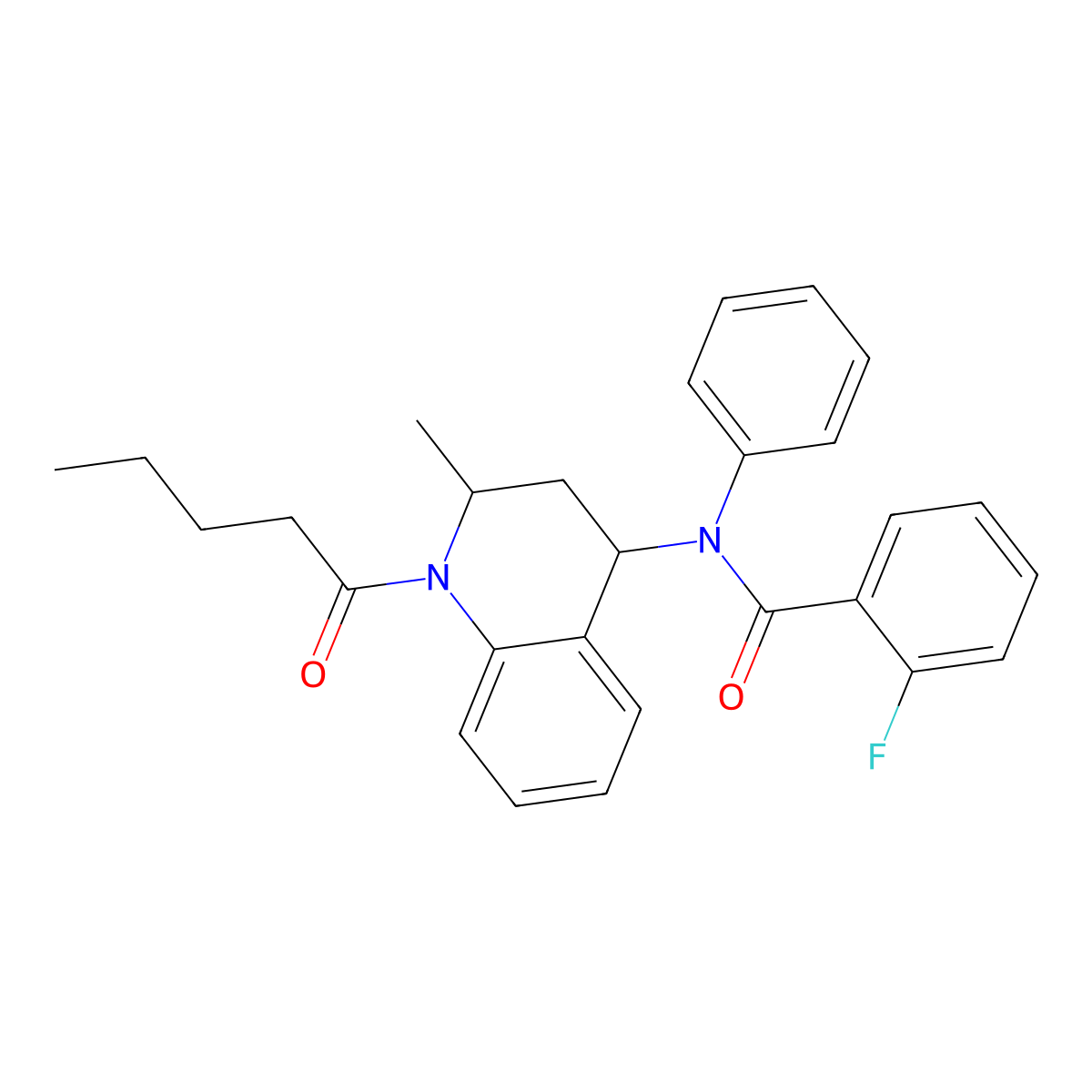 2-fluoro-N-(2-methyl-1-pentanoyl-1,2,3,4-tetrahydroquinolin-4-yl)-N-phenylbenzamide molecular structure, CAS 301355-27-1