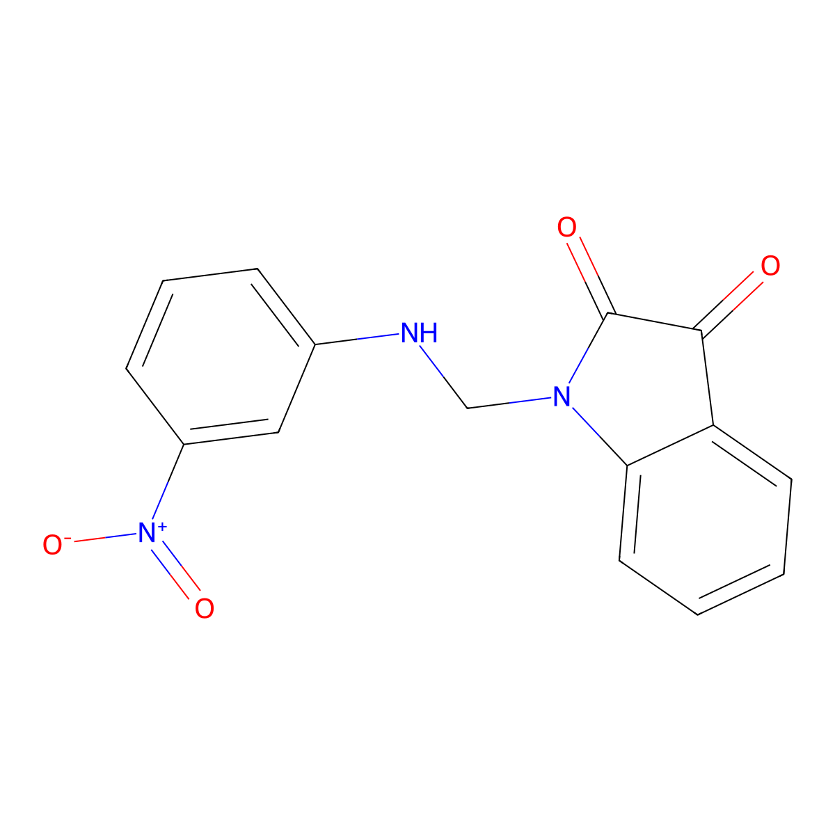 1-(((3-Nitrophenyl)amino)methyl)indoline-2,3-dione molecular structure, CAS 301357-08-4