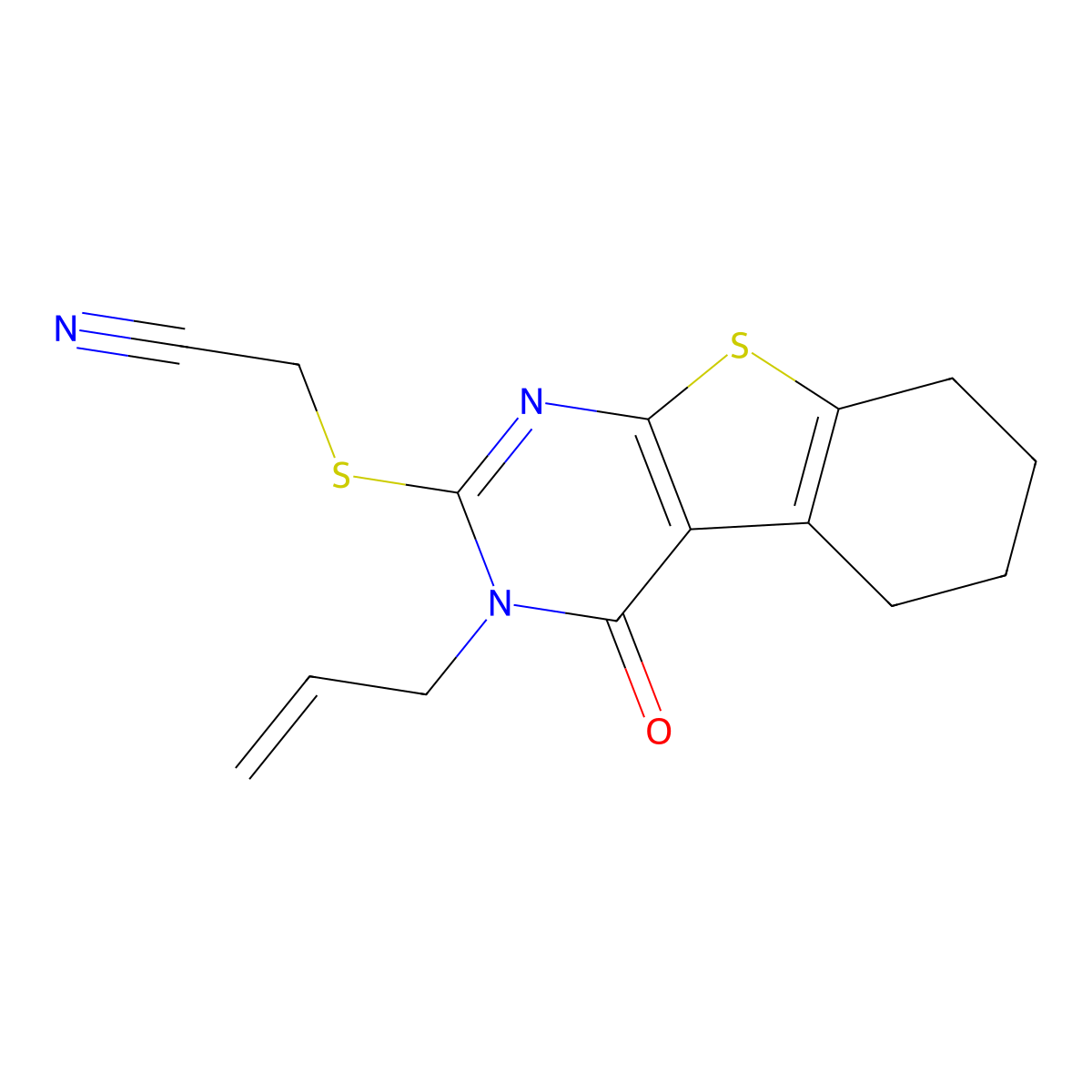 [(3-Allyl-4-oxo-3,4,5,6,7,8-hexahydro[1]benzothieno[2,3-d]pyrimidin-2-yl)sulfanyl]acetonitrile molecular structure, CAS 301357-25-5