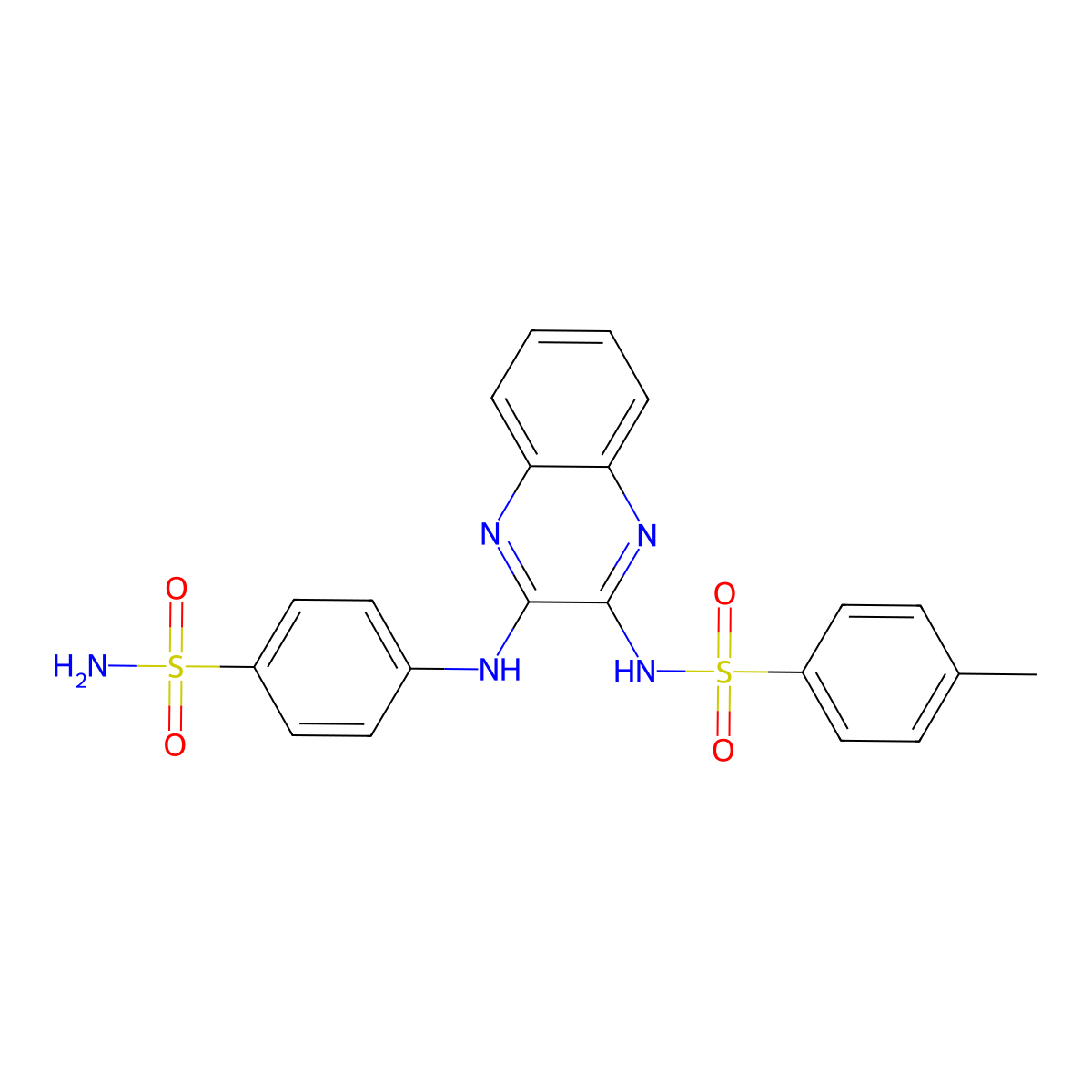 4-methyl-N-[3-(4-sulfamoylanilino)quinoxalin-2-yl]benzenesulfonamide molecular structure, CAS 301357-56-2