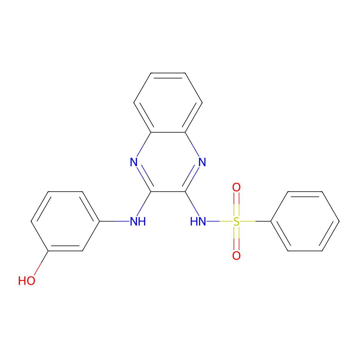 N-(3-((3-Hydroxyphenyl)amino)quinoxalin-2-yl)benzenesulfonamide molecular structure, CAS 301357-74-4
