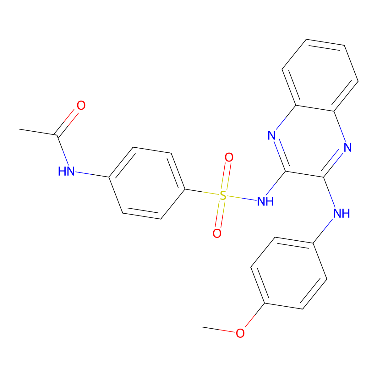 N-(4-(N-(3-((4-Methoxyphenyl)amino)quinoxalin-2-yl)sulfamoyl)phenyl)acetamide molecular structure, CAS 301357-80-2