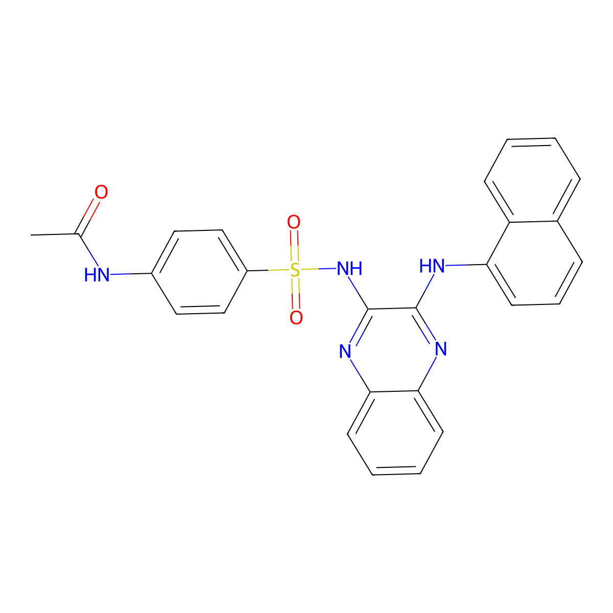 N-[4-[[3-(naphthalen-1-ylamino)quinoxalin-2-yl]sulfamoyl]phenyl]acetamide molecular structure, CAS 301357-87-9