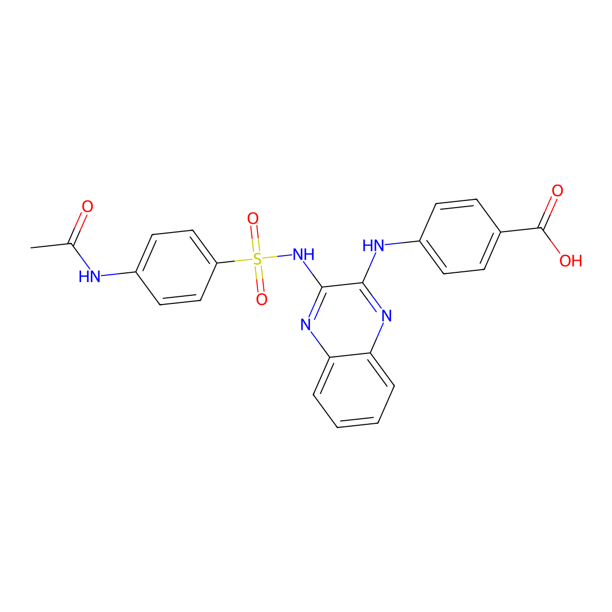 4-[[3-[(4-acetamidophenyl)sulfonylamino]quinoxalin-2-yl]amino]benzoic Acid molecular structure, CAS 301357-91-5
