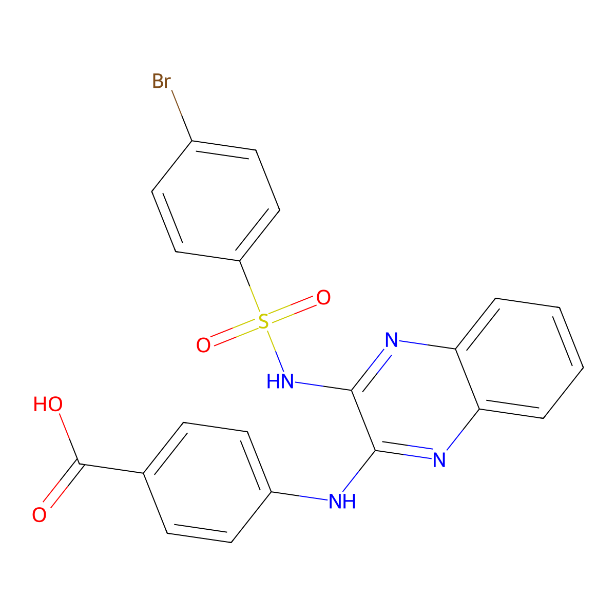 4-[[3-[(4-bromophenyl)sulfonylamino]quinoxalin-2-yl]amino]benzoic Acid molecular structure, CAS 301357-98-2