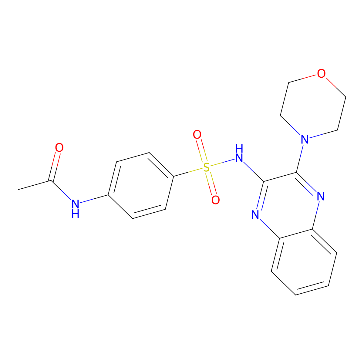 N-[4-[(3-morpholin-4-ylquinoxalin-2-yl)sulfamoyl]phenyl]acetamide molecular structure, CAS 301358-23-6
