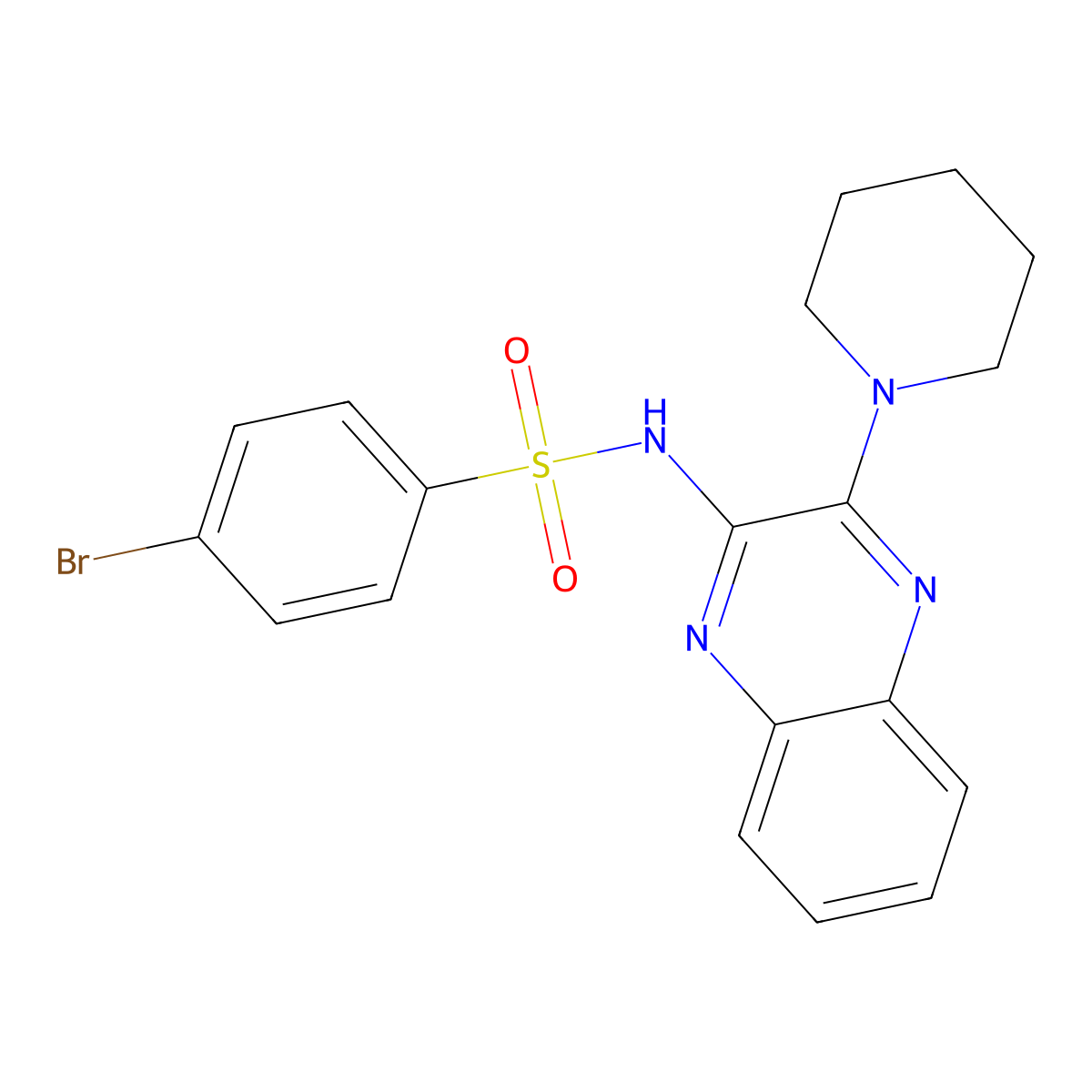 4-bromo-N-[3-(piperidin-1-yl)quinoxalin-2-yl]benzene-1-sulfonamide molecular structure, CAS 301358-28-1