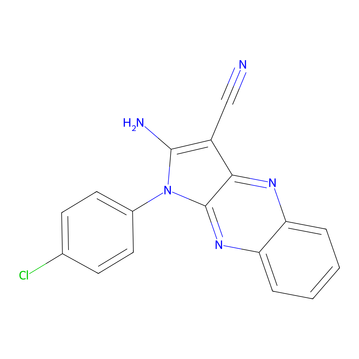 2-Amino-1-(4-chlorophenyl)pyrrolo[3,2-b]quinoxaline-3-carbonitrile molecular structure, CAS 301358-42-9