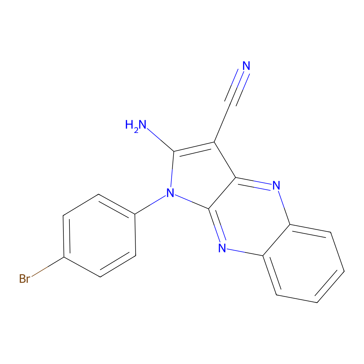 2-Amino-1-(4-bromophenyl)pyrrolo[3,2-b]quinoxaline-3-carbonitrile molecular structure, CAS 301358-43-0