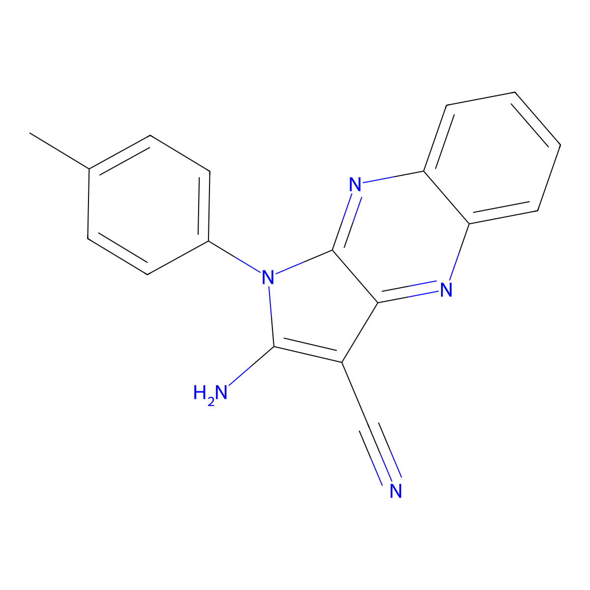 2-amino-1-(4-methylphenyl)-1H-pyrrolo[2,3-b]quinoxaline-3-carbonitrile molecular structure, CAS 301358-44-1