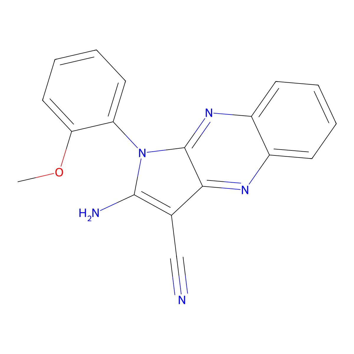 2-Amino-1-(2-methoxyphenyl)pyrrolo[3,2-b]quinoxaline-3-carbonitrile molecular structure, CAS 301358-45-2