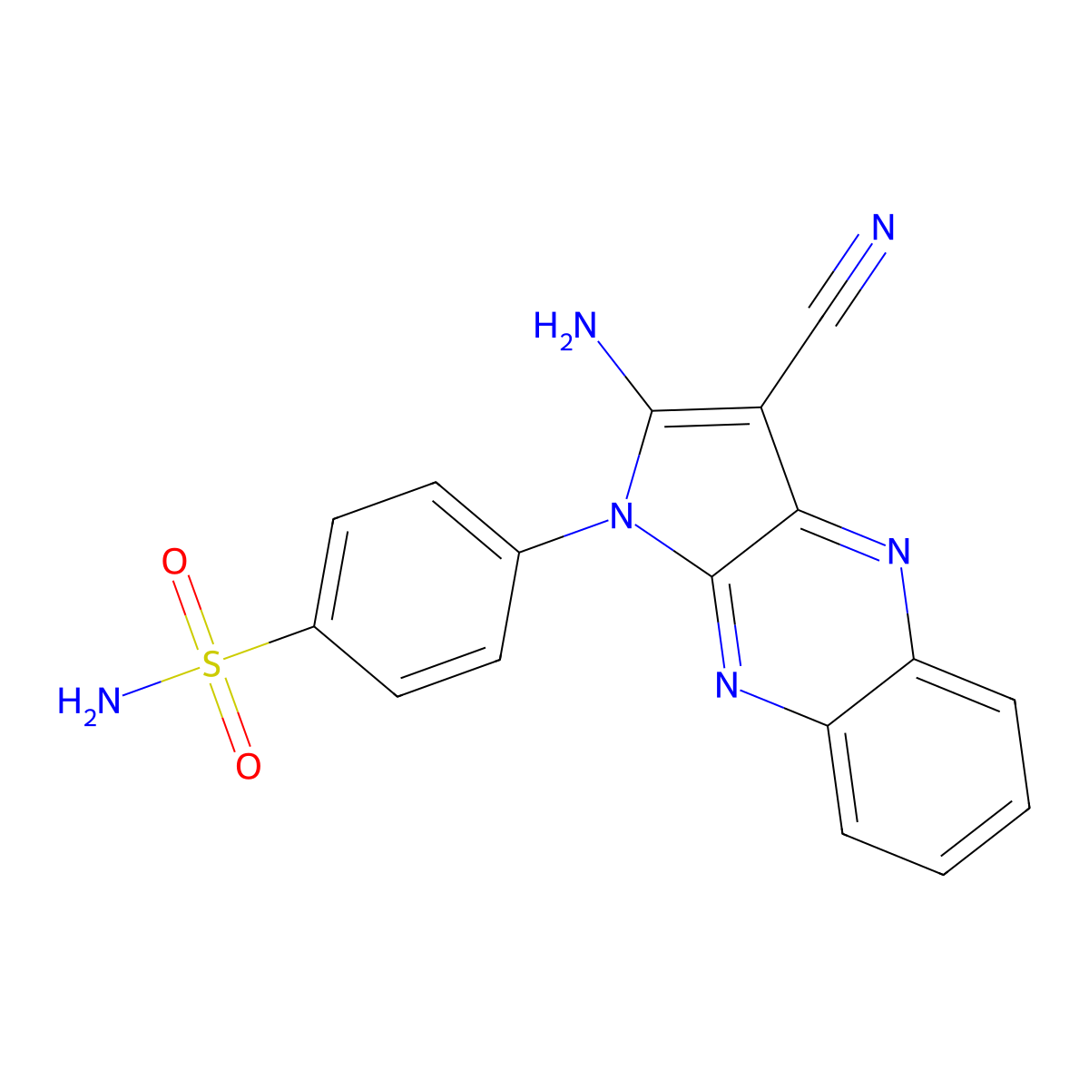 4-(2-Amino-3-cyanopyrrolo[3,2-b]quinoxalin-1-yl)benzenesulfonamide molecular structure, CAS 301358-47-4