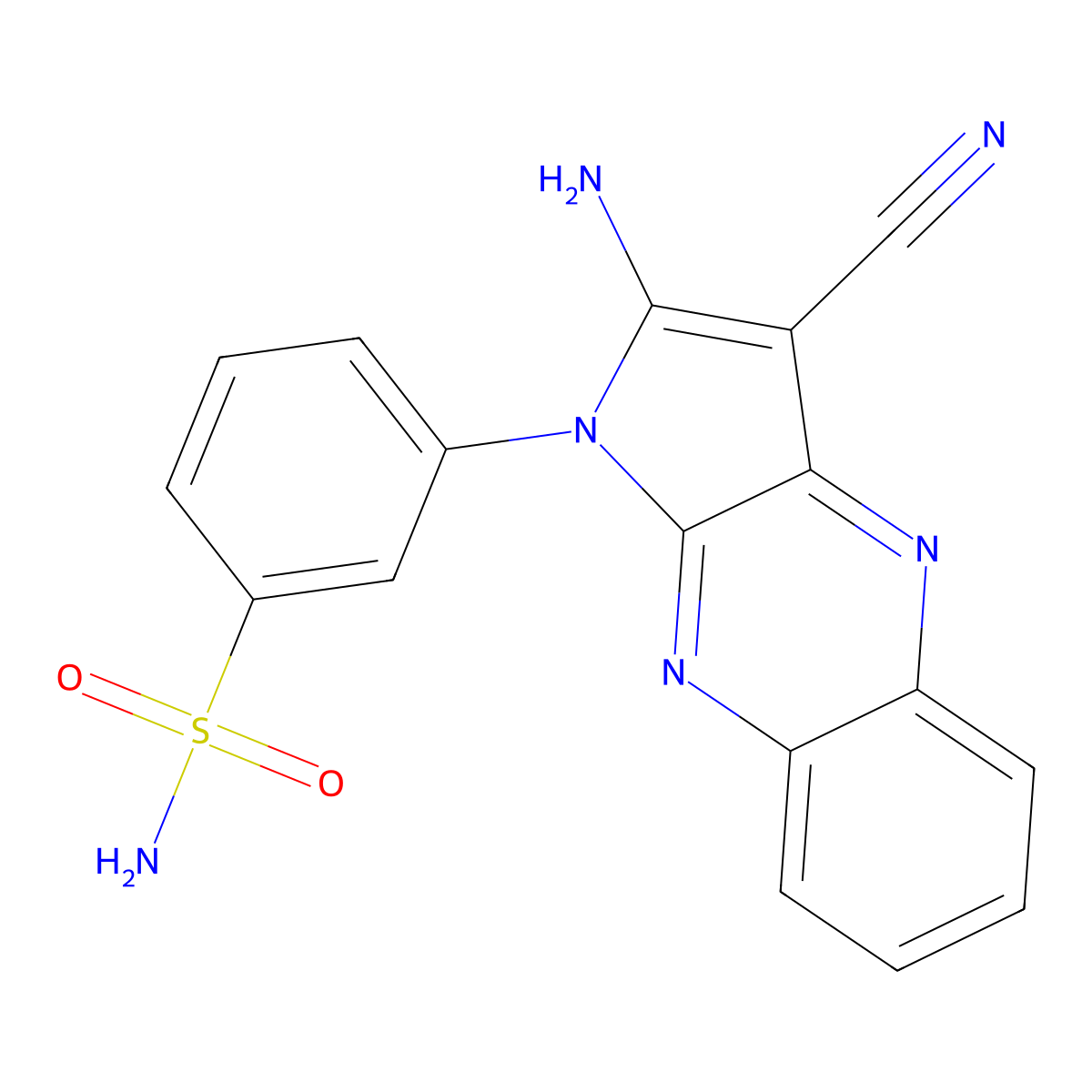 3-(2-amino-3-cyano-1H-pyrrolo[2,3-b]quinoxalin-1-yl)benzenesulfonamide molecular structure, CAS 301358-49-6