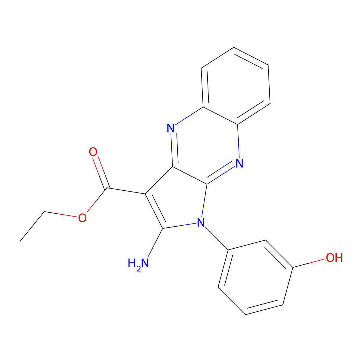 ethyl 2-amino-1-(3-hydroxyphenyl)-1H-pyrrolo[2,3-b]quinoxaline-3-carboxylate molecular structure, CAS 301358-51-0