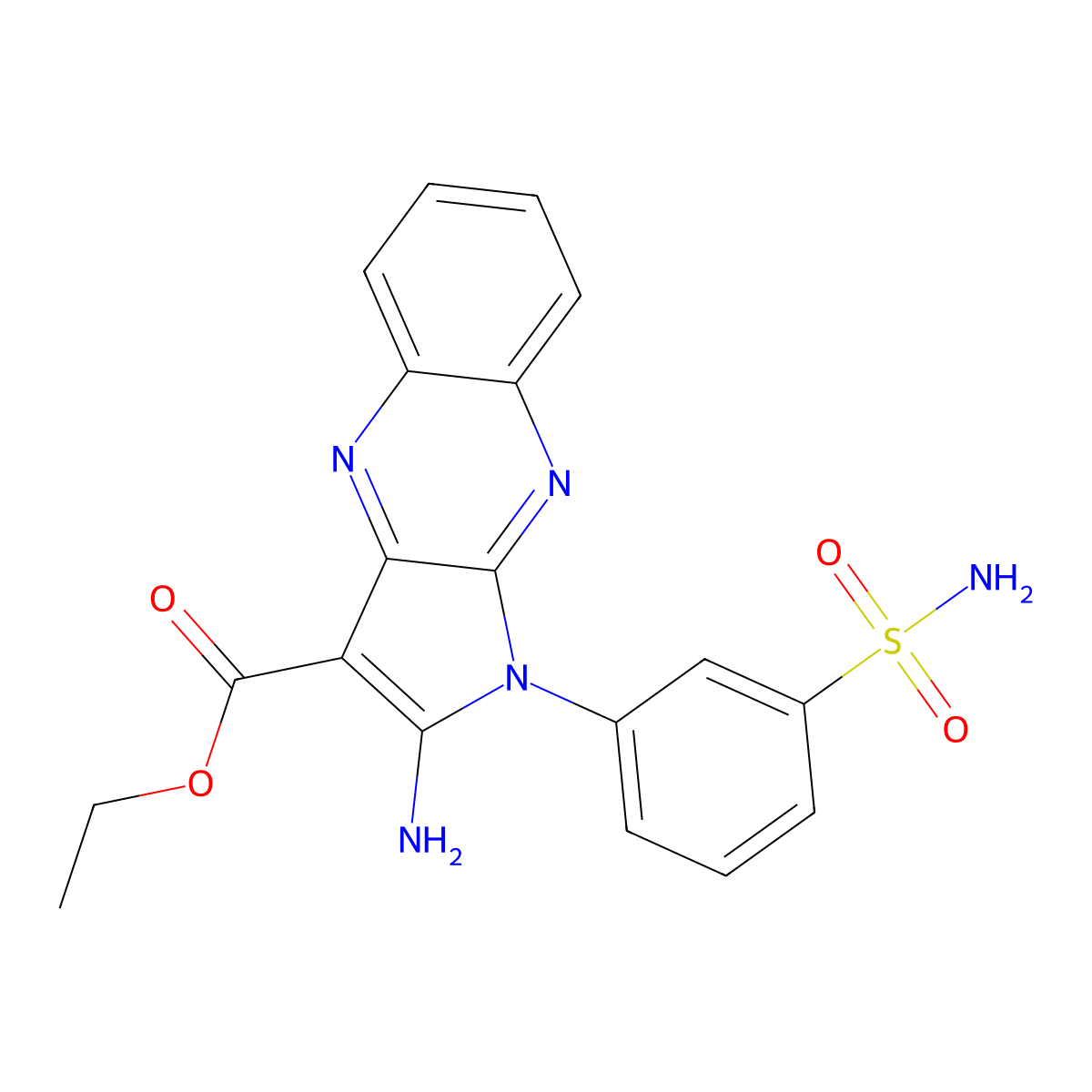 Ethyl 2-amino-1-(3-sulfamoylphenyl)pyrrolo[3,2-b]quinoxaline-3-carboxylate molecular structure, CAS 301358-52-1
