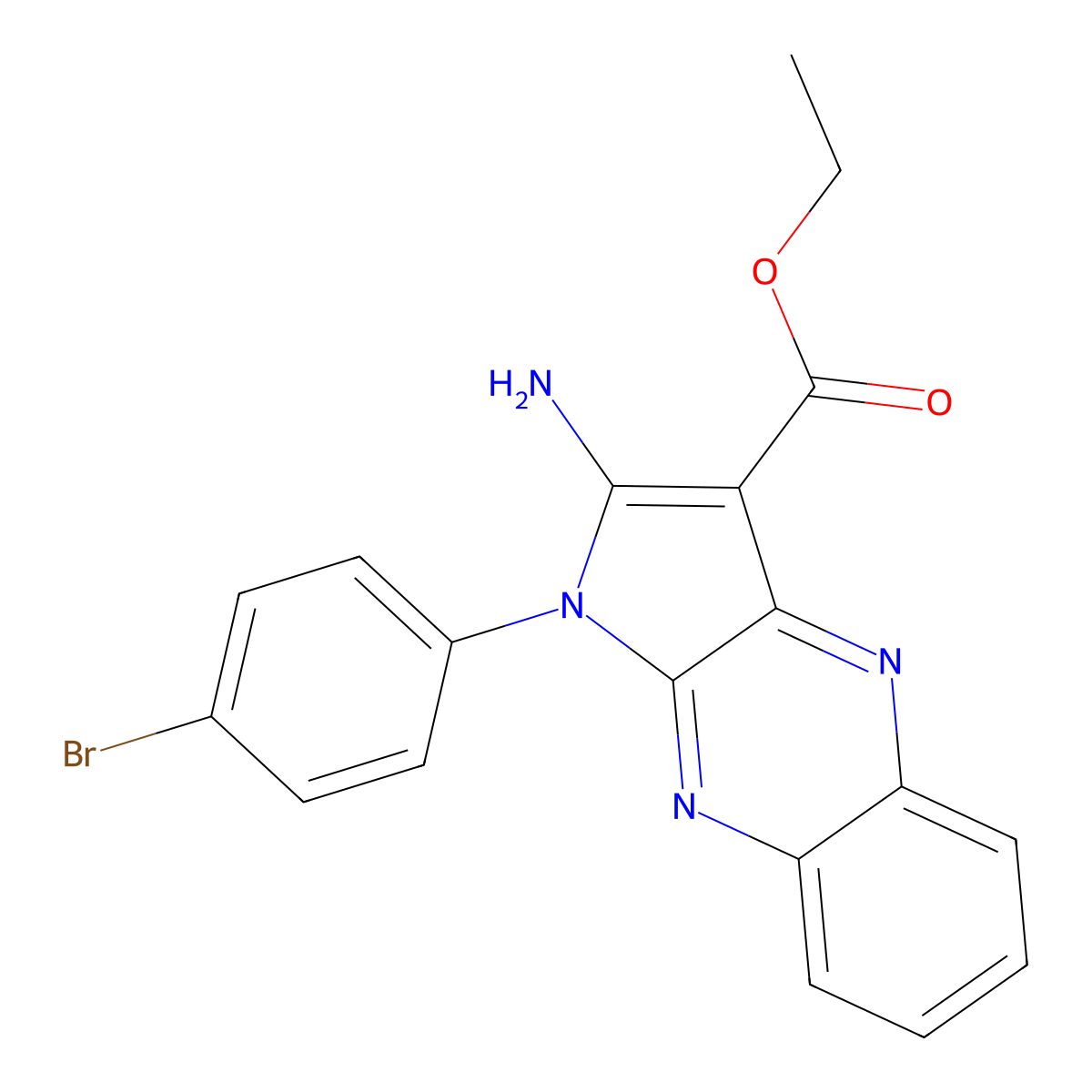 ethyl 2-amino-1-(4-bromophenyl)-1H-pyrrolo[2,3-b]quinoxaline-3-carboxylate molecular structure, CAS 301358-55-4