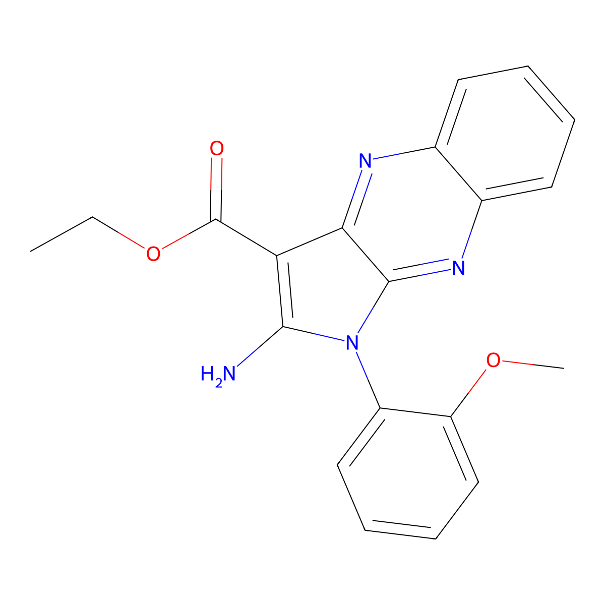 ethyl 2-amino-1-(2-methoxyphenyl)-1H-pyrrolo[2,3-b]quinoxaline-3-carboxylate molecular structure, CAS 301358-56-5