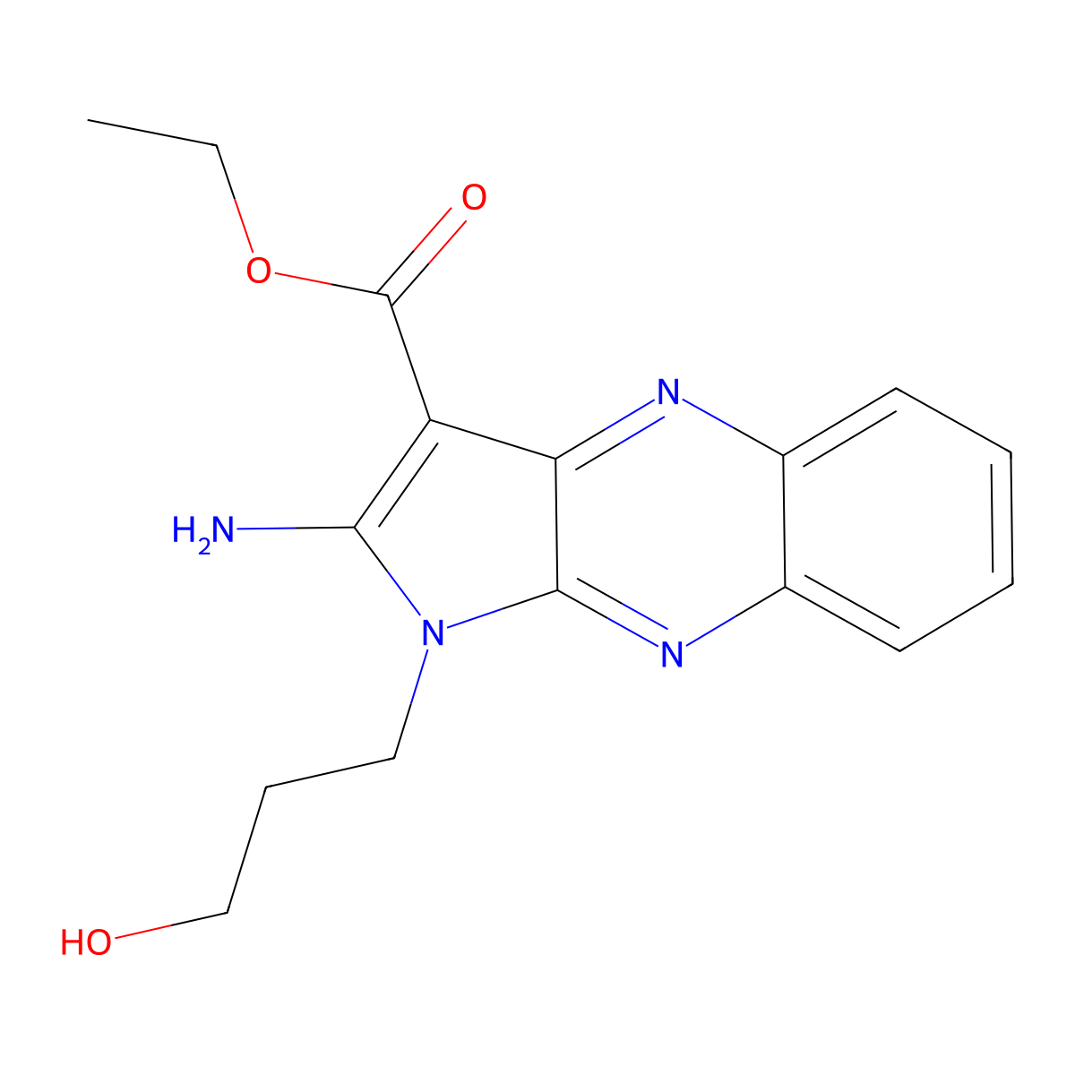 ethyl 2-amino-1-(3-hydroxypropyl)-1H-pyrrolo[2,3-b]quinoxaline-3-carboxylate molecular structure, CAS 301358-59-8