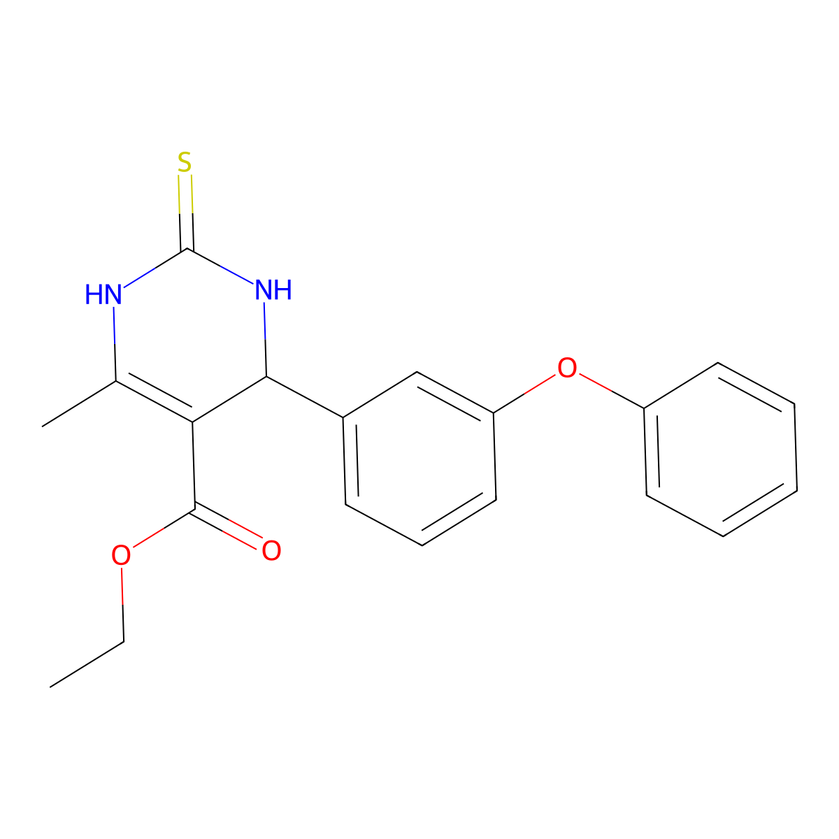 Ethyl 6-methyl-4-(3-phenoxyphenyl)-2-thioxo-1,2,3,4-tetrahydropyrimidine-5-carboxylate molecular structure, CAS 301358-84-9