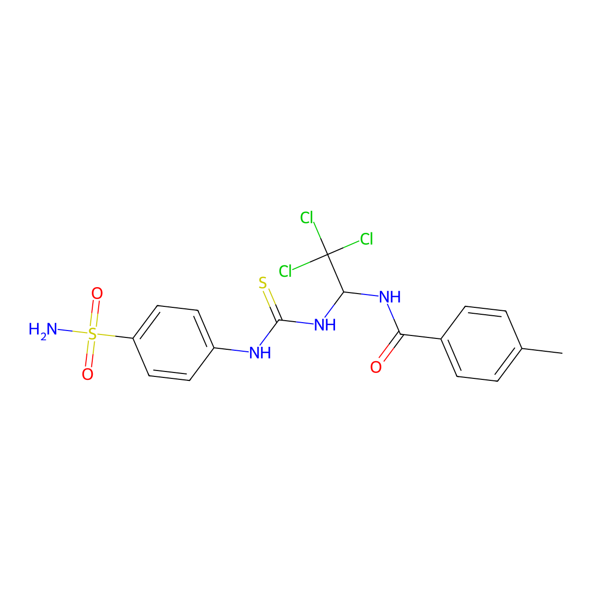 4-methyl-N-[2,2,2-trichloro-1-[(4-sulfamoylphenyl)carbamothioylamino]ethyl]benzamide molecular structure, CAS 301358-90-7