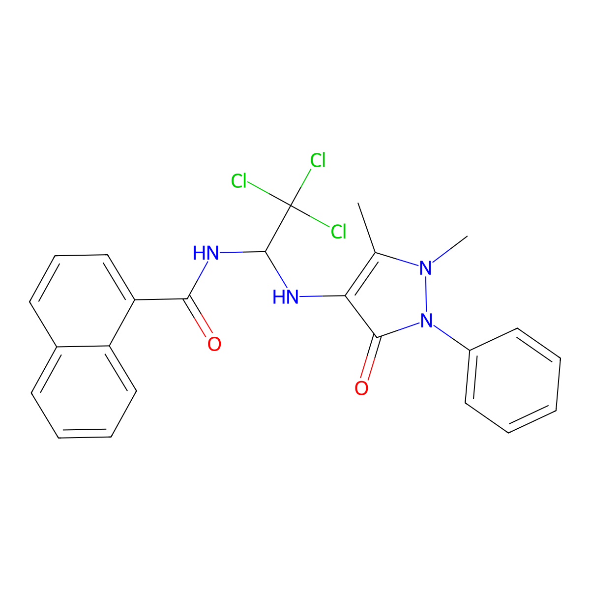 N-{2,2,2-trichloro-1-[(1,5-dimethyl-3-oxo-2-phenyl-2,3-dihydro-1H-pyrazol-4-yl)amino]ethyl}naphthalene-1-carboxamide molecular structure, CAS 301359-10-4