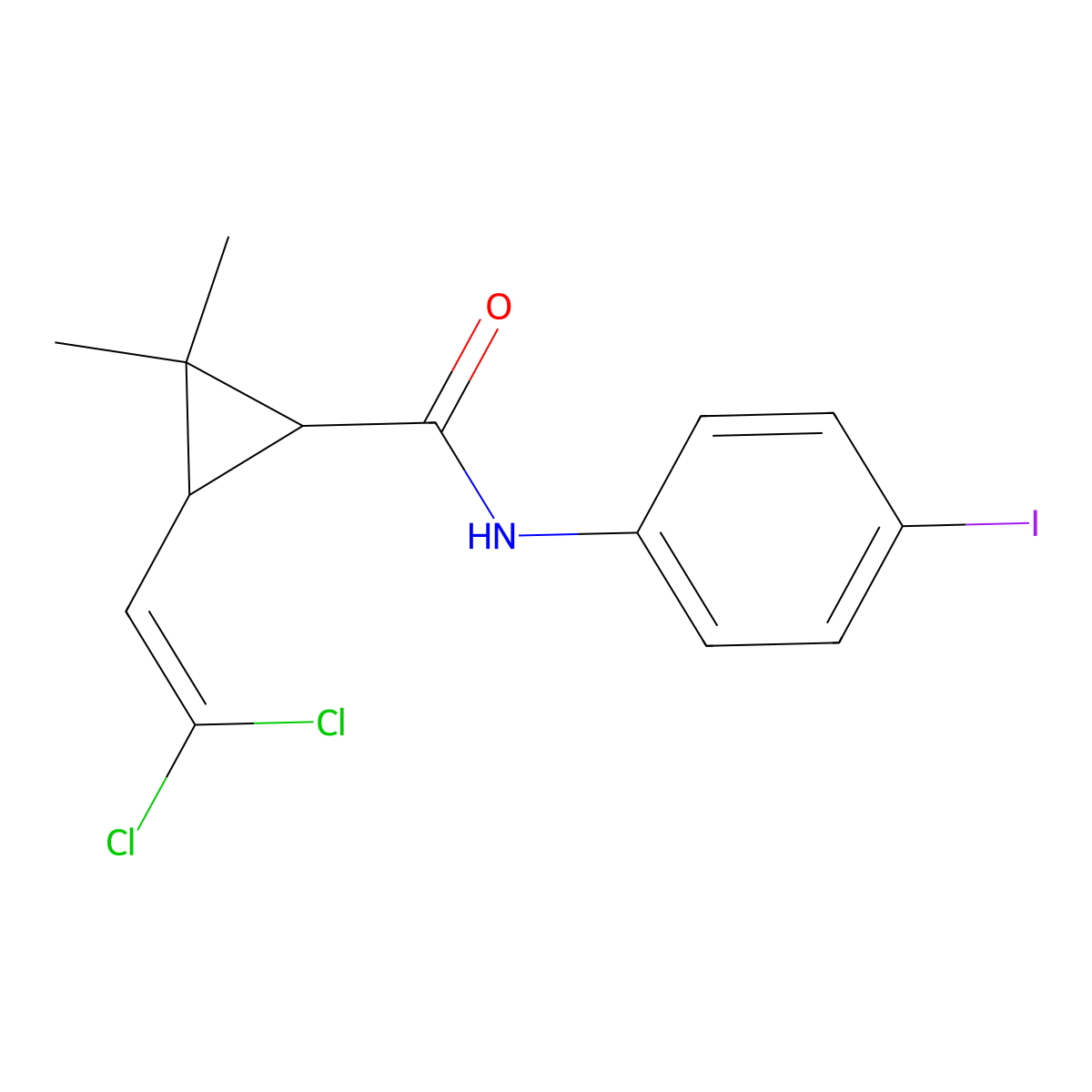 3-(2,2-dichloroethenyl)-N-(4-iodophenyl)-2,2-dimethylcyclopropane-1-carboxamide molecular structure, CAS 301359-13-7