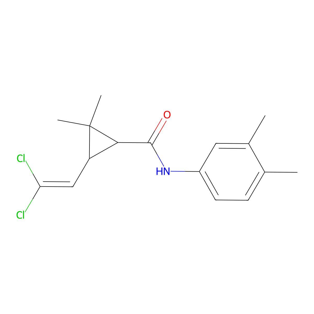 3-(2,2-dichlorovinyl)-N-(3,4-dimethylphenyl)-2,2-dimethylcyclopropanecarboxamide molecular structure, CAS 301359-14-8