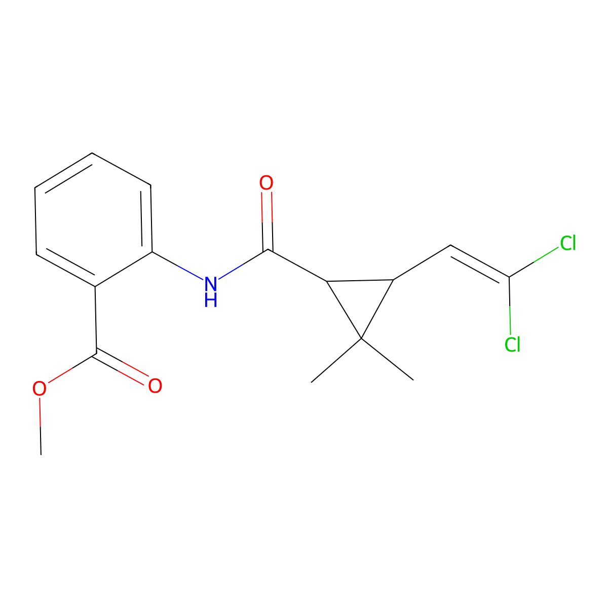 Methyl 2-({[3-(2,2-dichlorovinyl)-2,2-dimethylcyclopropyl]carbonyl}amino)benzoate molecular structure, CAS 301359-18-2