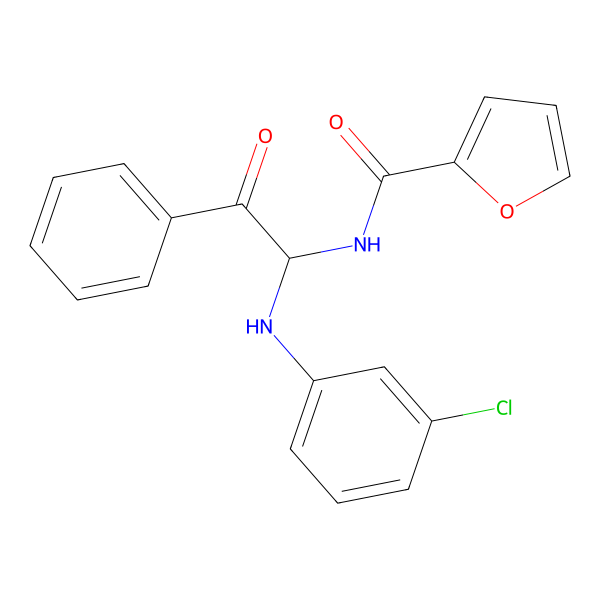 N-{1-[(3-chlorophenyl)amino]-2-oxo-2-phenylethyl}furan-2-carboxamide molecular structure, CAS 301359-26-2