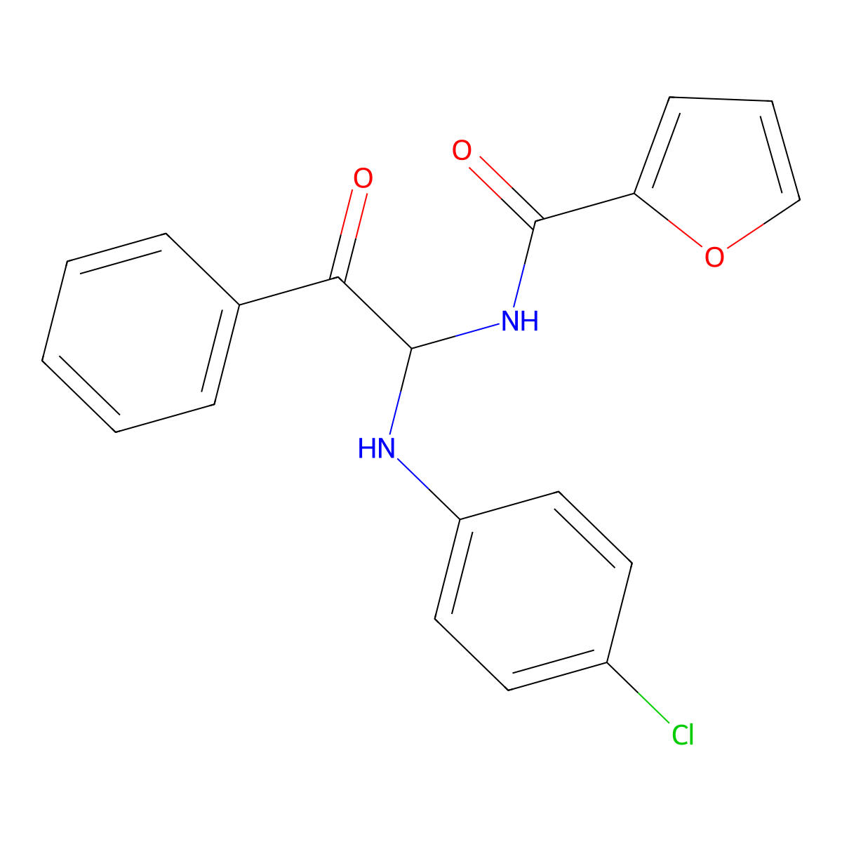 N-{1-[(4-chlorophenyl)amino]-2-oxo-2-phenylethyl}furan-2-carboxamide molecular structure, CAS 301359-27-3