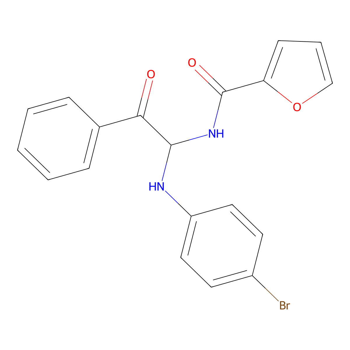 N-{1-[(4-bromophenyl)amino]-2-oxo-2-phenylethyl}furan-2-carboxamide molecular structure, CAS 301359-28-4