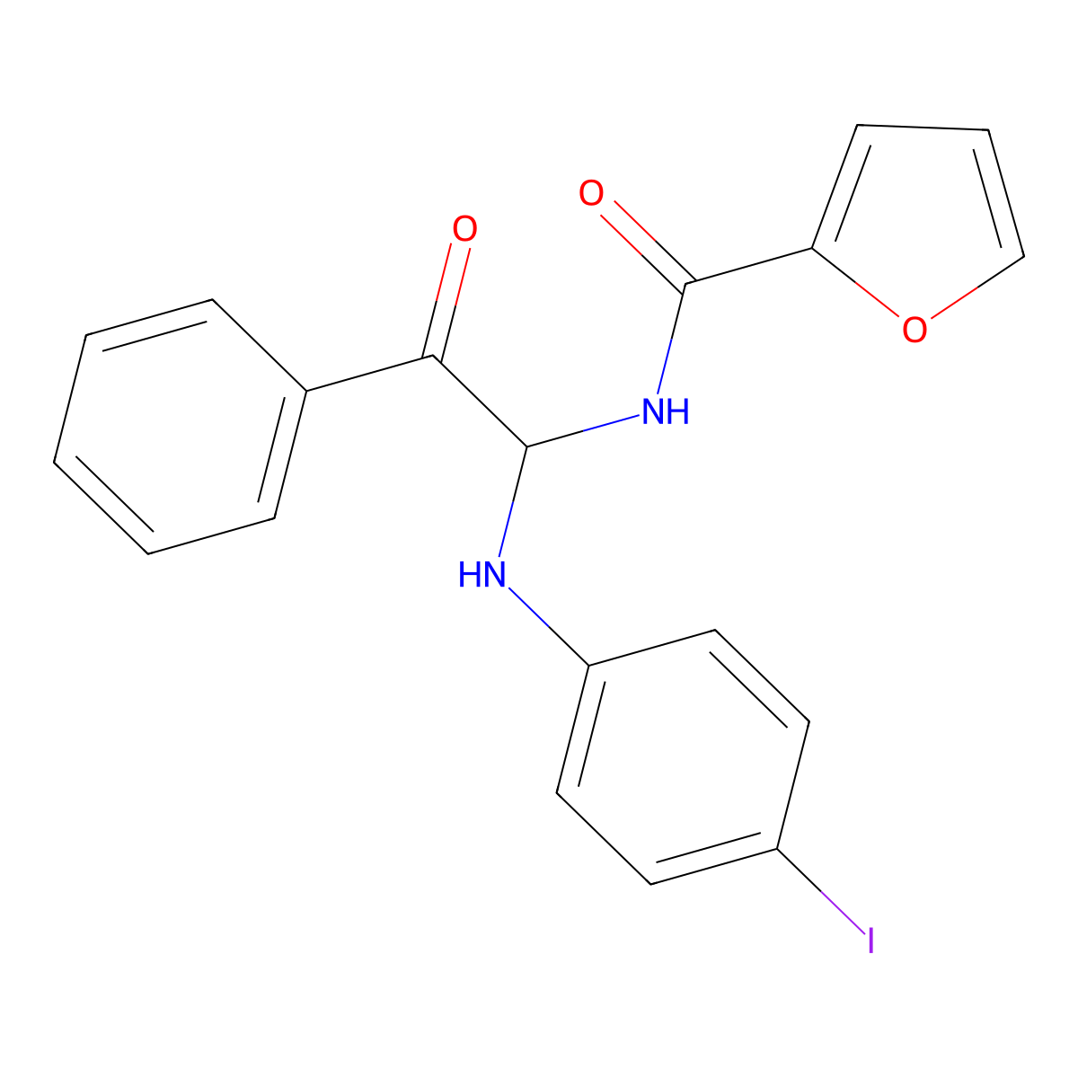 N-{1-[(4-iodophenyl)amino]-2-oxo-2-phenylethyl}furan-2-carboxamide molecular structure, CAS 301359-29-5