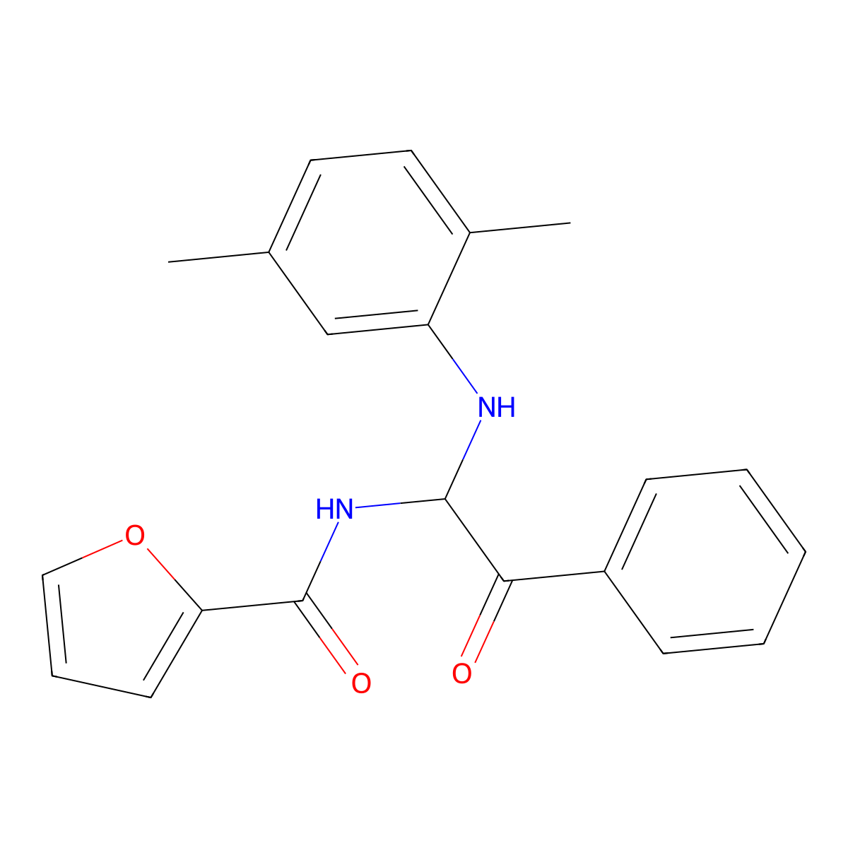 N-{1-[(2,5-dimethylphenyl)amino]-2-oxo-2-phenylethyl}furan-2-carboxamide molecular structure, CAS 301359-34-2