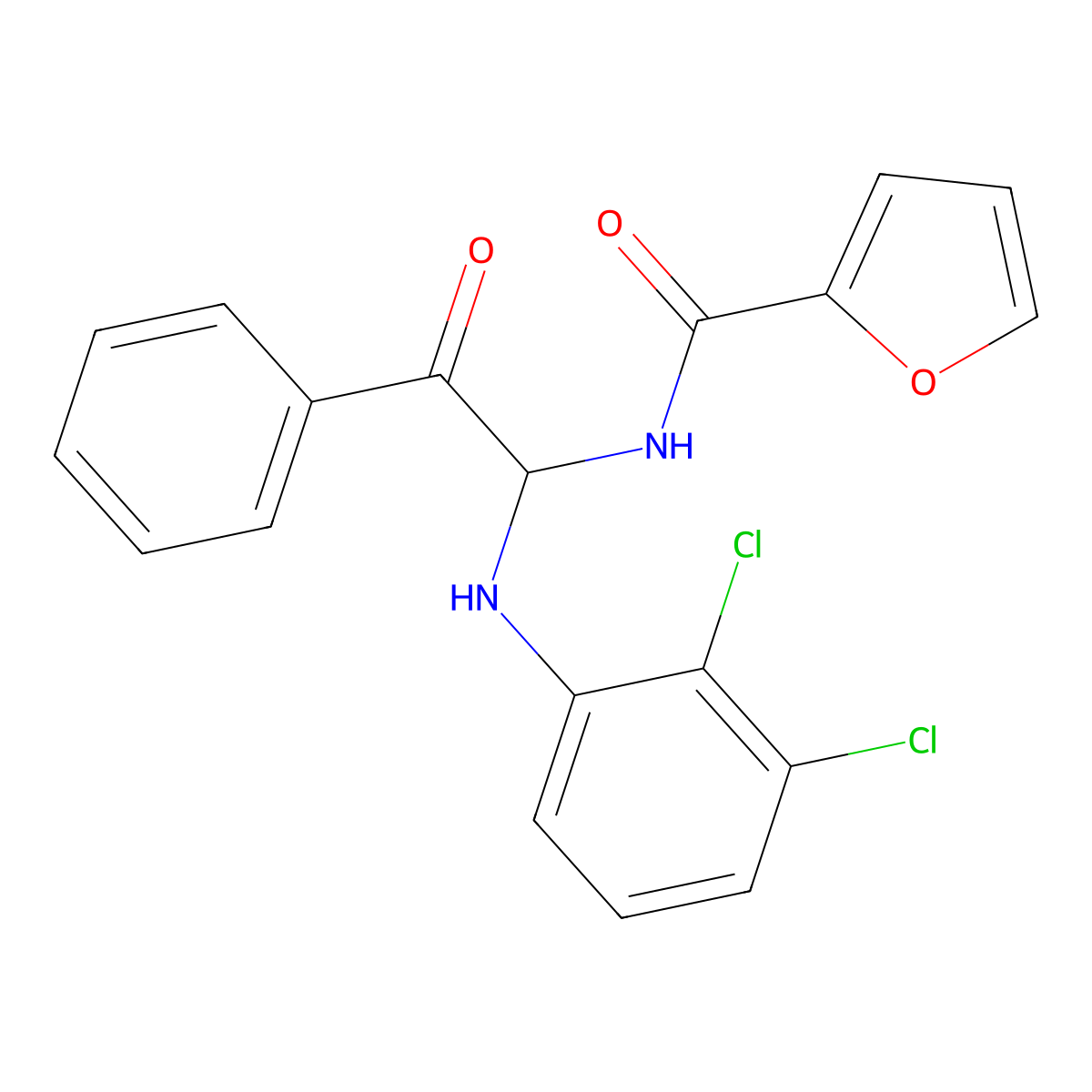 N-{1-[(2,3-dichlorophenyl)amino]-2-oxo-2-phenylethyl}furan-2-carboxamide molecular structure, CAS 301359-35-3