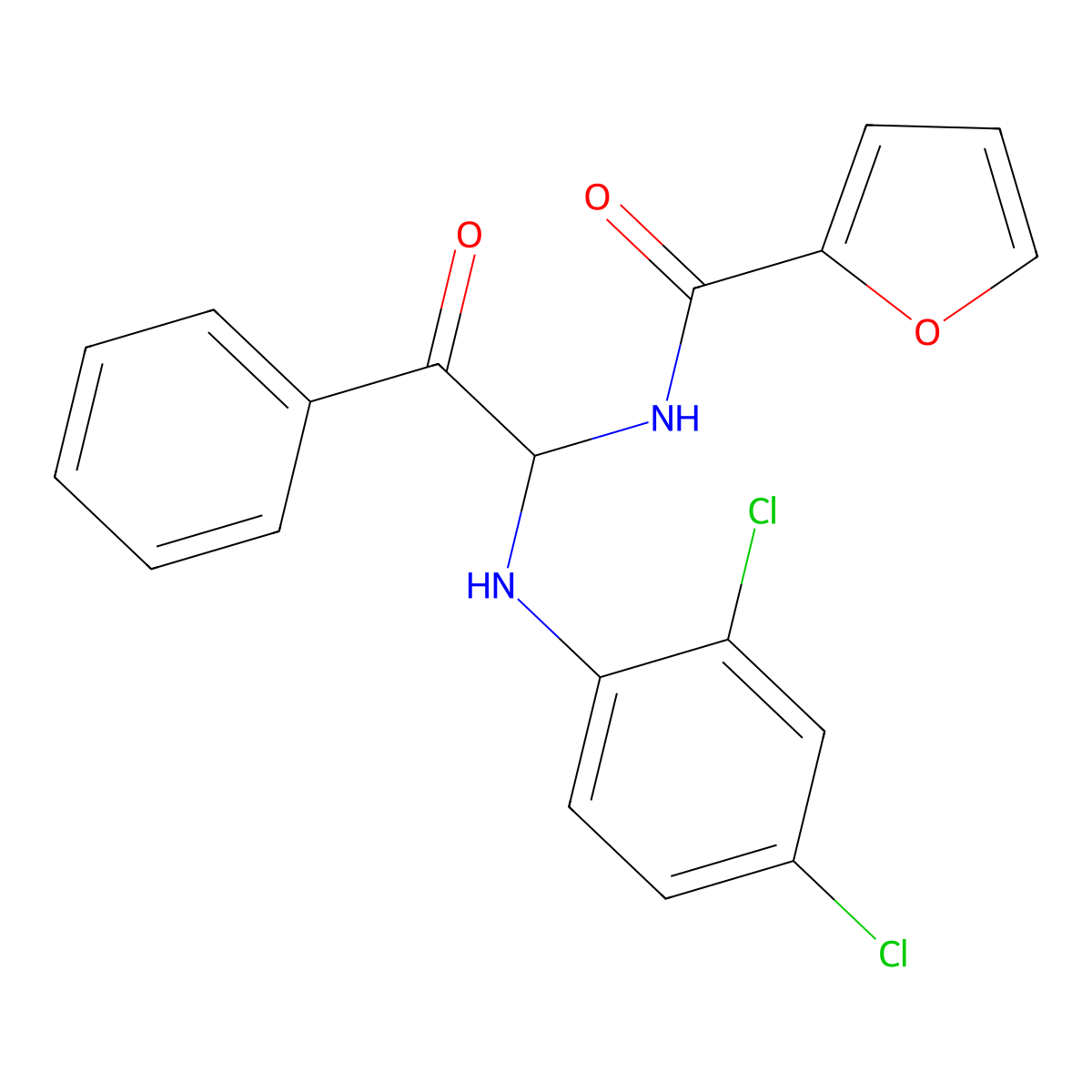 N-{1-[(2,4-dichlorophenyl)amino]-2-oxo-2-phenylethyl}furan-2-carboxamide molecular structure, CAS 301359-36-4