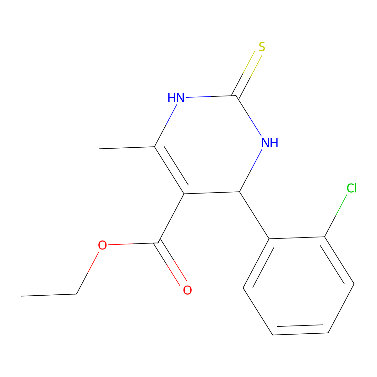 Ethyl 4-(2-chlorophenyl)-6-methyl-2-thioxo-1,2,3,4-tetrahydropyrimidine-5-carboxylate molecular structure, CAS 301359-45-5