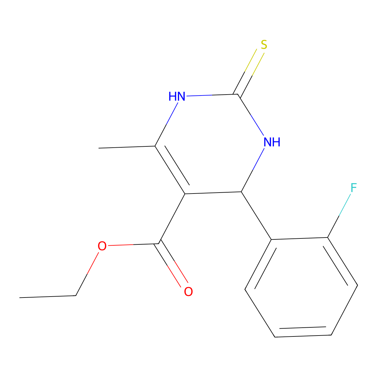 Ethyl 4-(2-fluorophenyl)-6-methyl-2-thioxo-1,2,3,4-tetrahydropyrimidine-5-carboxylate molecular structure, CAS 301359-46-6
