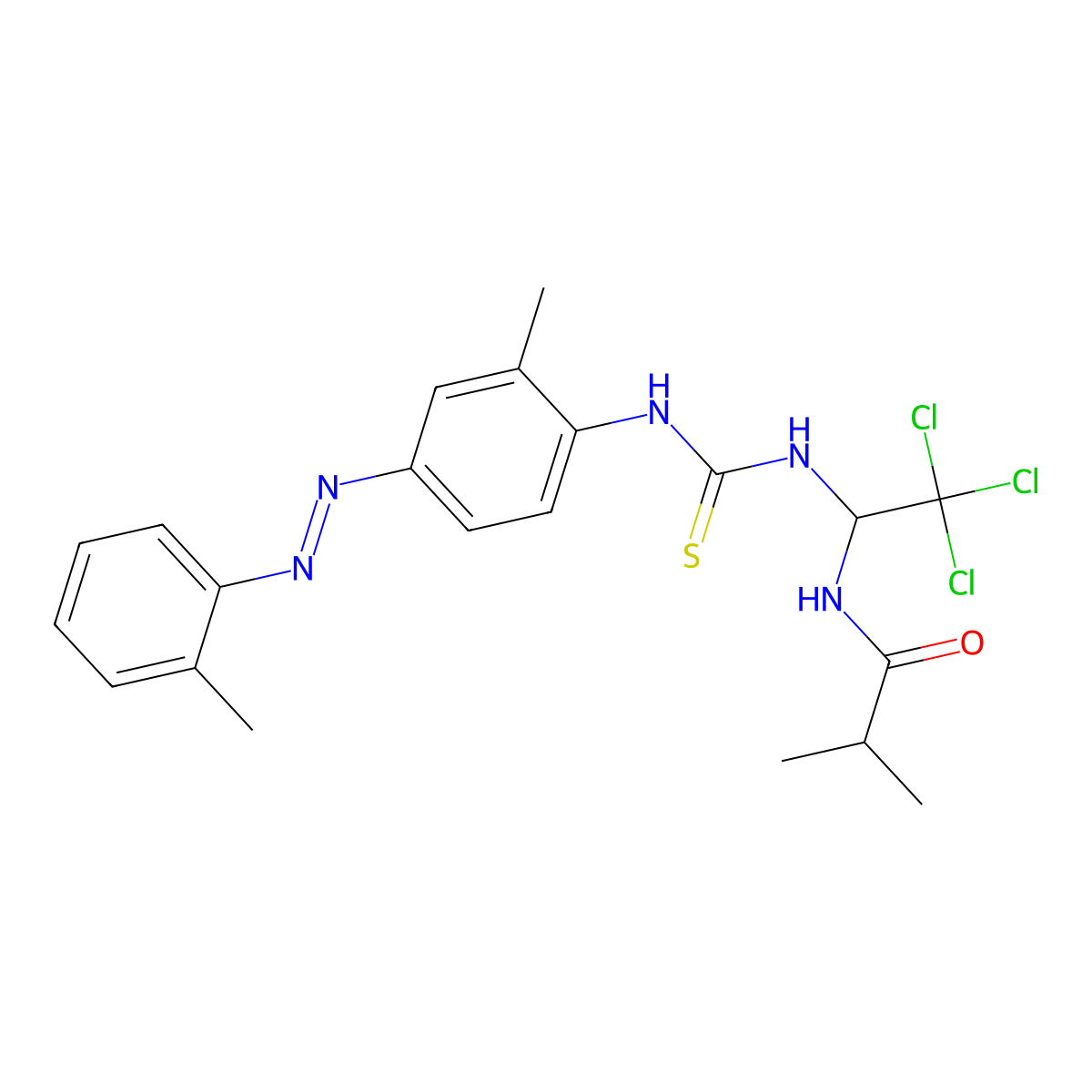 2-methyl-N-{2,2,2-trichloro-1-[({2-methyl-4-[(E)-(2-methylphenyl)diazenyl]phenyl}carbamothioyl)amino]ethyl}propanamide molecular structure, CAS 301359-61-5