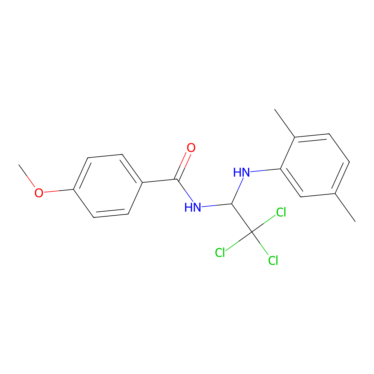 4-methoxy-N-[2,2,2-trichloro-1-(2,5-dimethylanilino)ethyl]benzamide molecular structure, CAS 301360-06-5