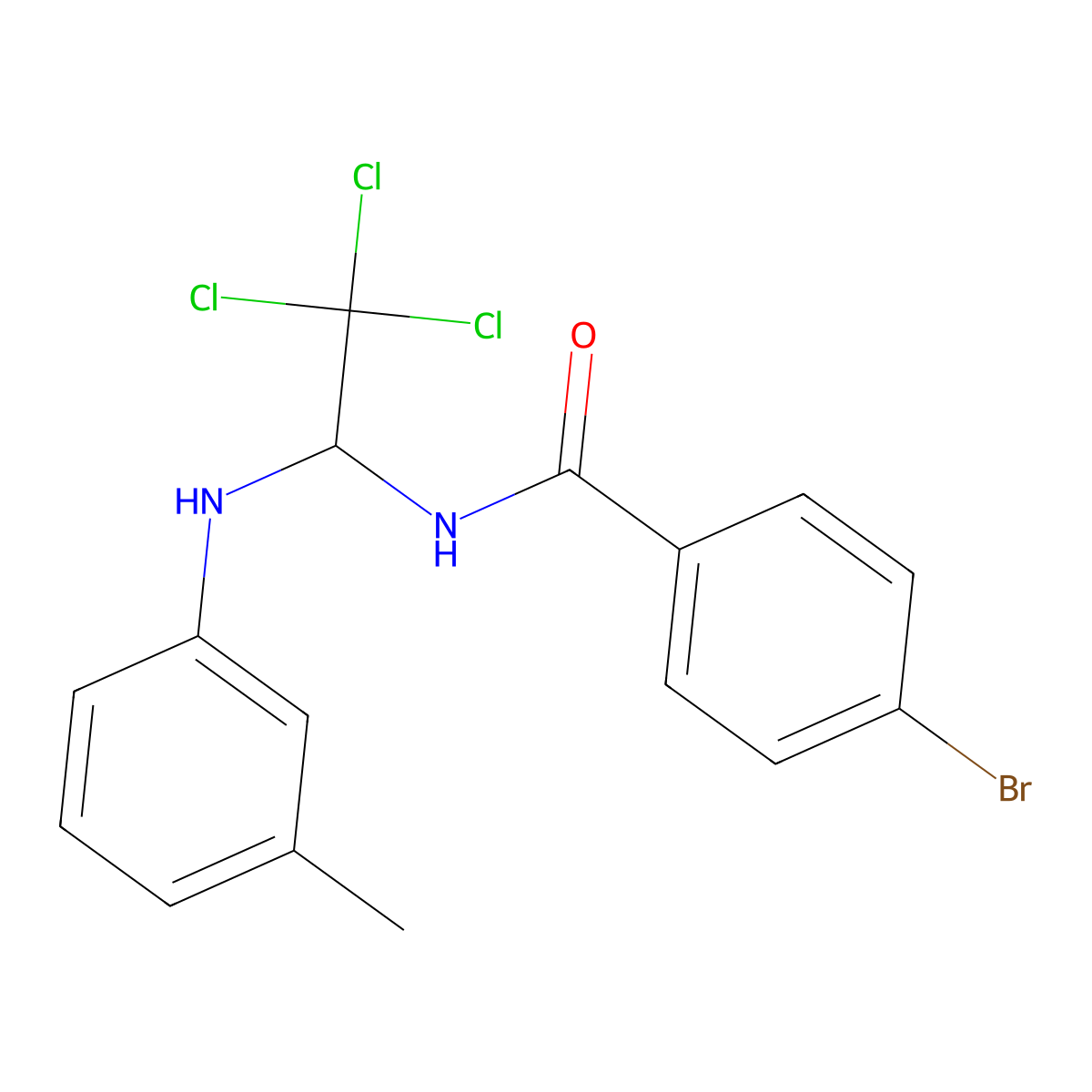 Benzamide, 4-bromo-N-[2,2,2-trichloro-1-[(3-methylphenyl)amino]ethyl]- molecular structure, CAS 301360-15-6