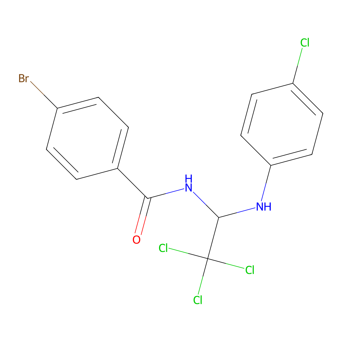 4-Bromo-N-(2,2,2-trichloro-1-((4-chlorophenyl)amino)ethyl)benzamide molecular structure, CAS 301360-19-0