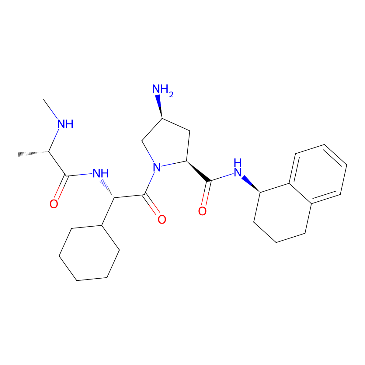 (2S,4S)-4-amino-1-[(2S)-2-cyclohexyl-2-[(2S)-2-(methylamino)propanamido]acetyl]-N-[(1R)-1,2,3,4-tetrahydronaphthalen-1-yl]pyrrolidine-2-carboxamide molecular structure, CAS 3013618-80-6