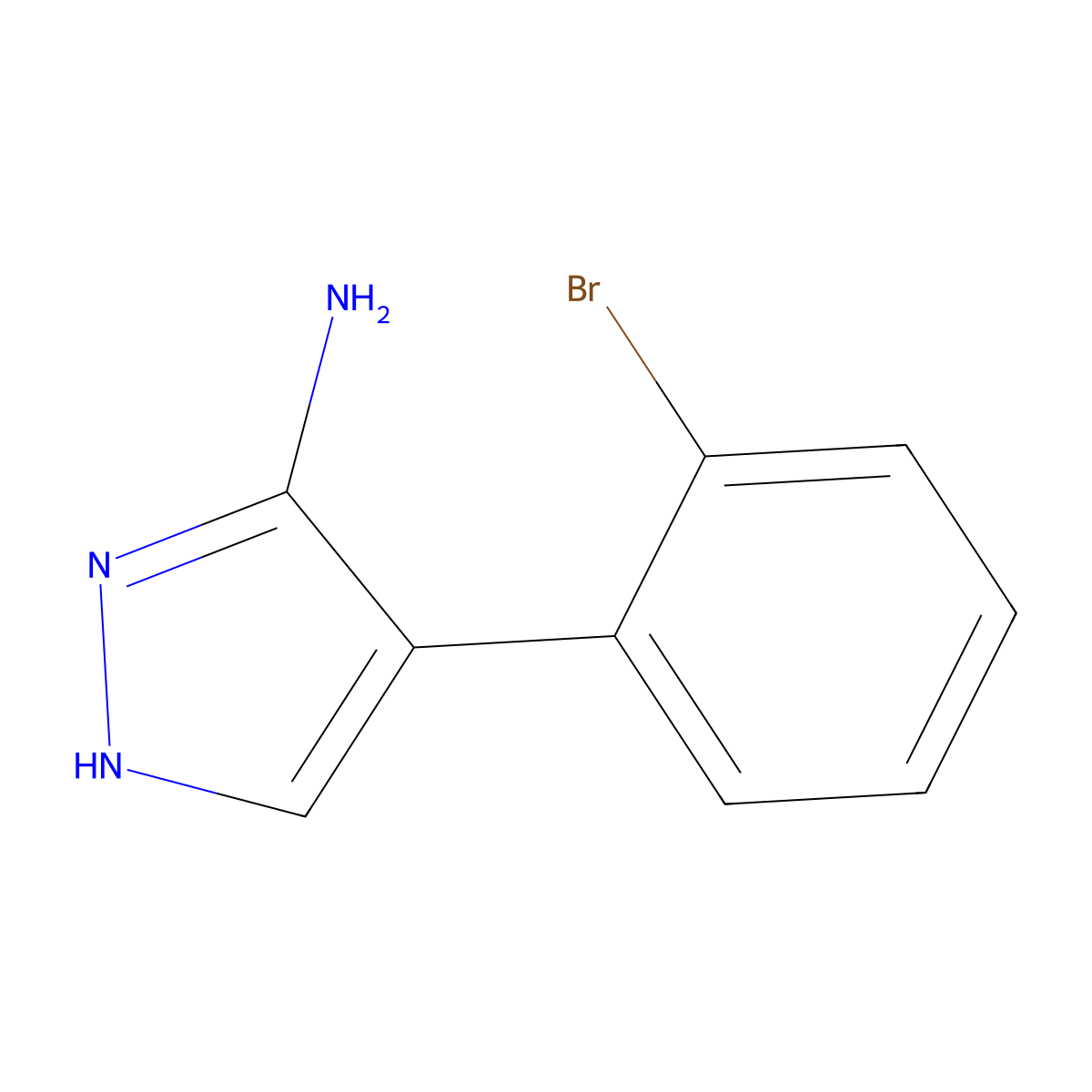 4-(2-bromophenyl)-1H-pyrazol-3-amine molecular structure, CAS 301373-45-5