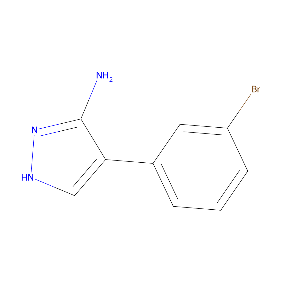 4-(3-bromophenyl)-1H-pyrazol-3-amine molecular structure, CAS 301373-51-3