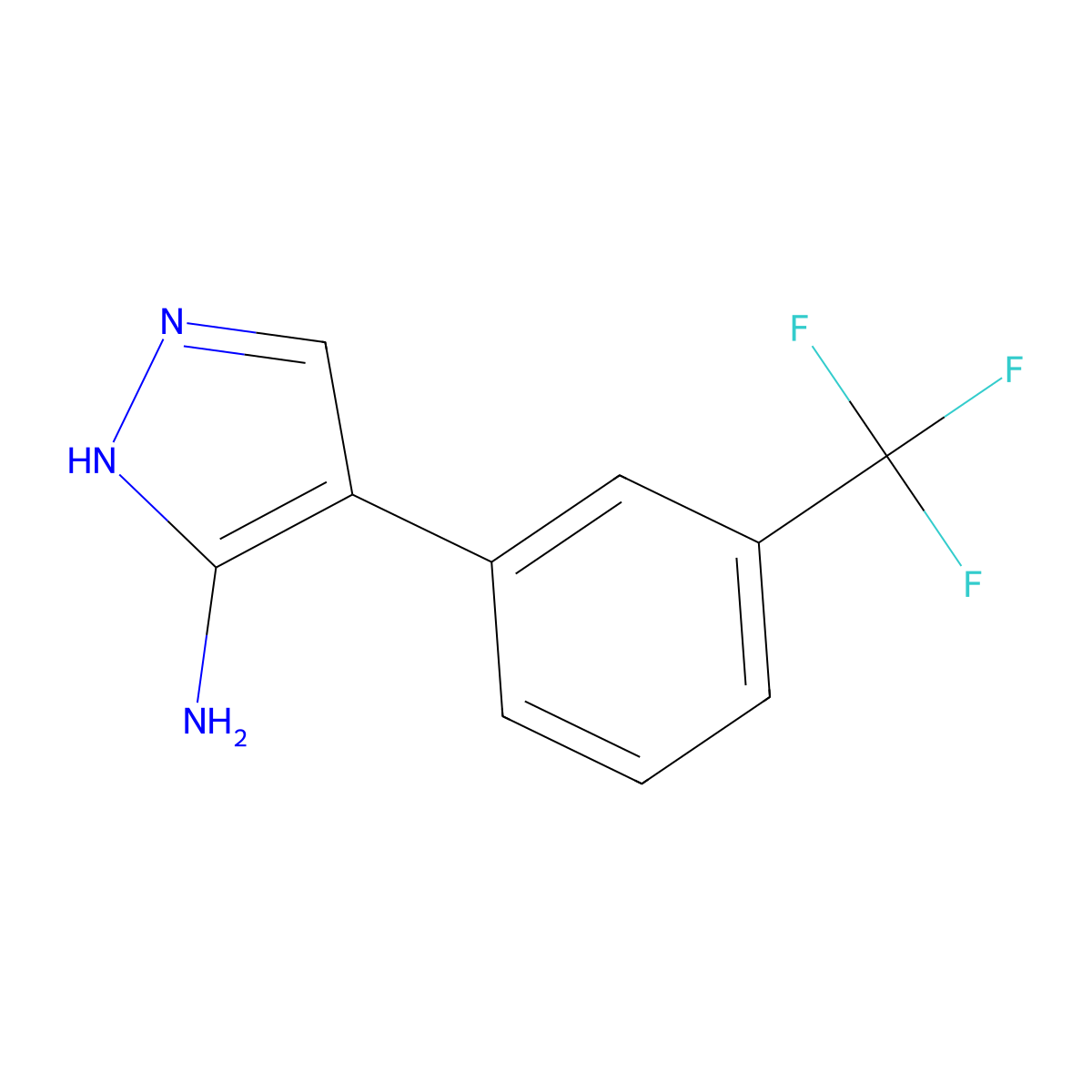 4-(3-(Trifluoromethyl)phenyl)-1H-pyrazol-3-amine molecular structure, CAS 301373-83-1