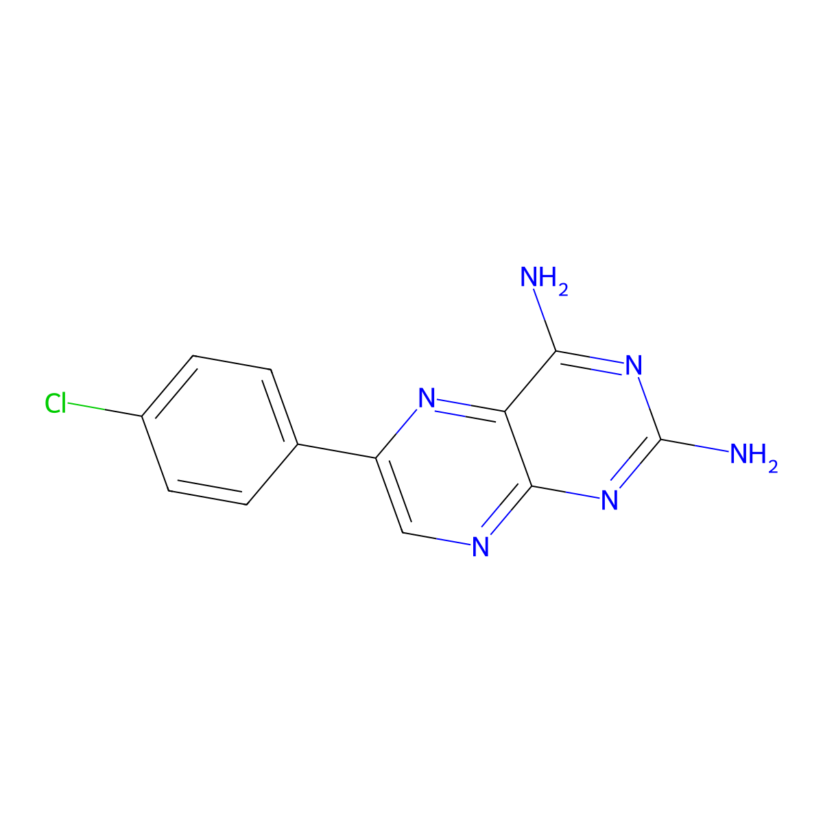2,4-Diamino-6-(p-chlorophenyl)pteridine molecular structure, CAS 30146-32-8