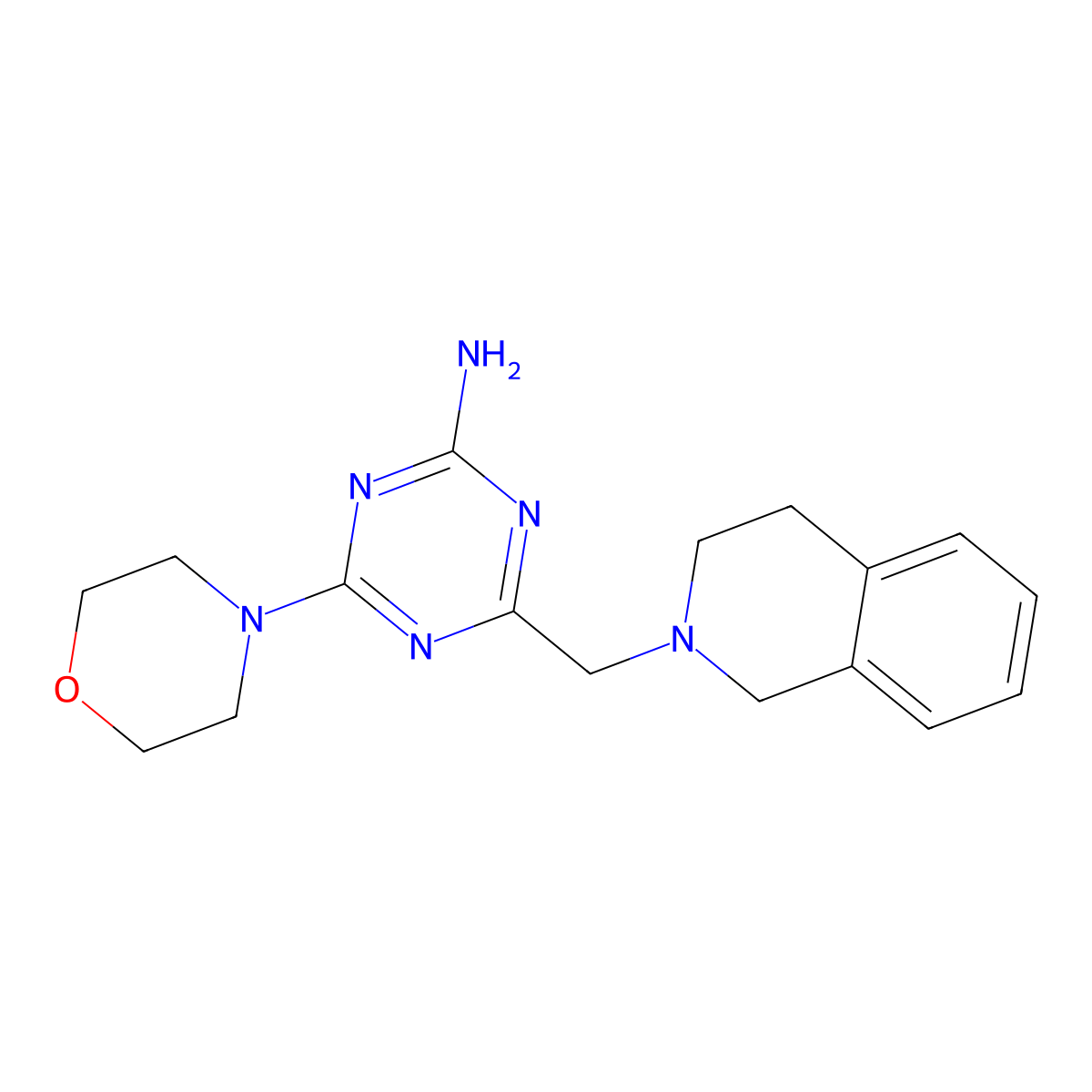 Isoquinoline, 1,2,3,4-tetrahydro-2-((4-amino-6-morpholino-s-triazin-2-yl)methyl)- molecular structure, CAS 30146-60-2